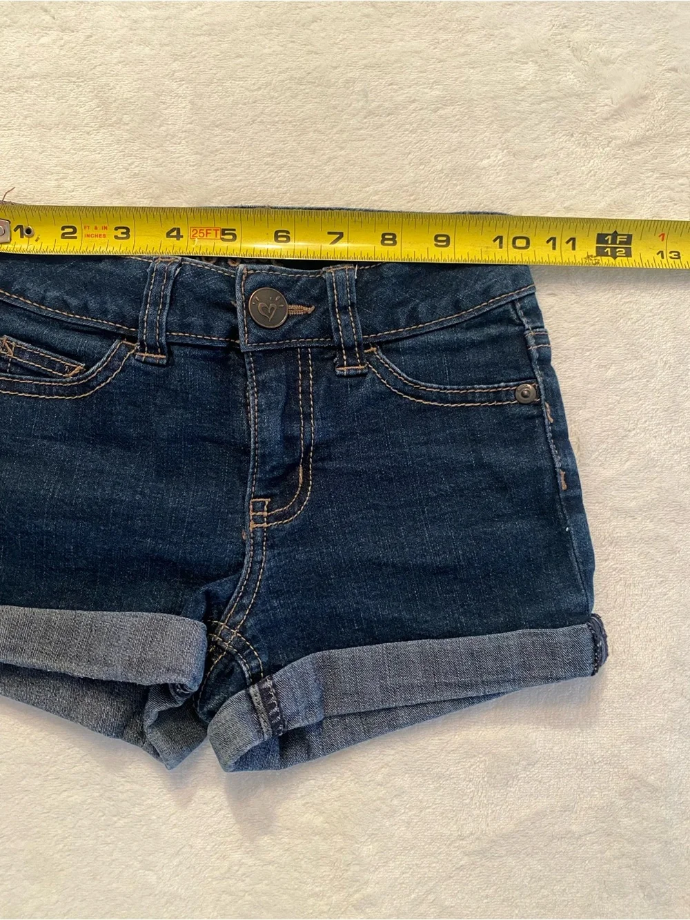 Justice Dark Blue Roll-Cuff Denim Shorts Size 8 Slim